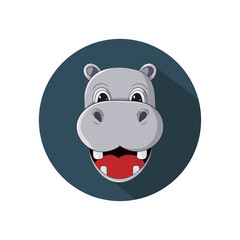 Funny cartoon baby hippopotamus,  Can be used for t-shirt print, kids wear fashion design, baby shower invitation card. - Vector
