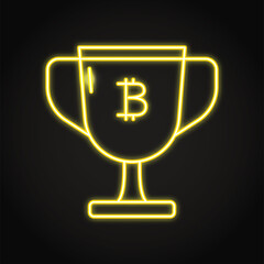 Bitcoin block reward icon in neon style