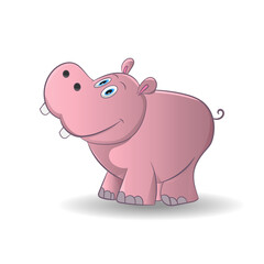 Funny cartoon baby hippopotamus,  Can be used for t-shirt print, kids wear fashion design, baby shower invitation card. - Vector