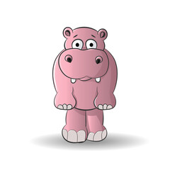 Funny cartoon baby hippopotamus,  Can be used for t-shirt print, kids wear fashion design, baby shower invitation card. - Vector