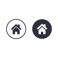 Home icon, house button, Real estate concept. Vector icon isolated on circle