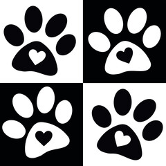 Fototapeta premium Animal Paw Silhouette, vector, illustration