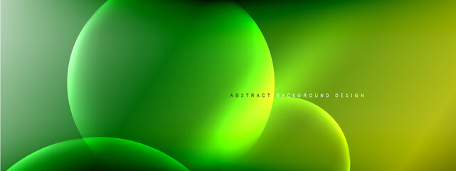 Vector abstract background liquid bubble circles on fluid gradient with shadows and light effects. Shiny design templates for text