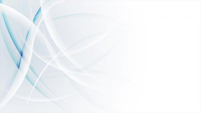 Blue and white shiny glossy flowing waves abstract motion background. Seamless looping. Video animation Ultra HD 4K 3840x2160