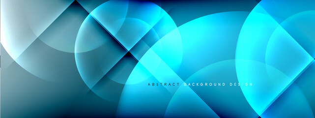 Vector abstract background - circle and cross on fluid gradient with shadows and light effects. Techno or business shiny design templates for text