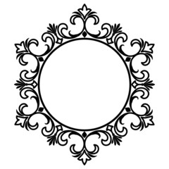 damask circle border on white background