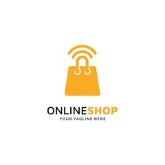 network signals and shopping icon for online shop or online sales logo design