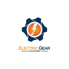 Electric gear vector logo template illustration. Suitable for business, technology and web. also, for energy and thunder symbol