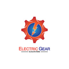Electric gear vector logo template illustration. Suitable for business, technology and web. also, for energy and thunder symbol