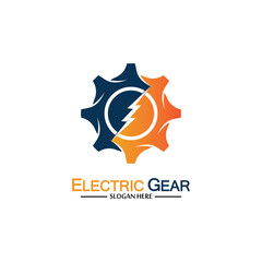 Electric gear vector logo template illustration. Suitable for business, technology and web. also, for energy and thunder symbol
