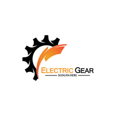 Fototapeta na wymiar Electric gear vector logo template illustration. Suitable for business, technology and web. also, for energy and thunder symbol