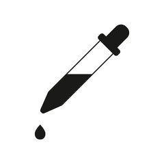 Line icon pipette with drop isolated on white background. Vector illustration.
