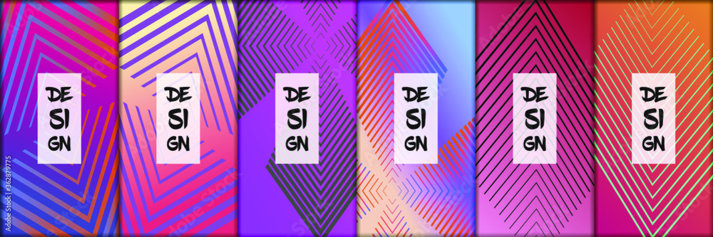 Poster set of modern abstract backgrounds with gradient linear waves. simply geometric template for design