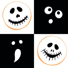 Fototapeta premium Halloween face, flat, vector illustration