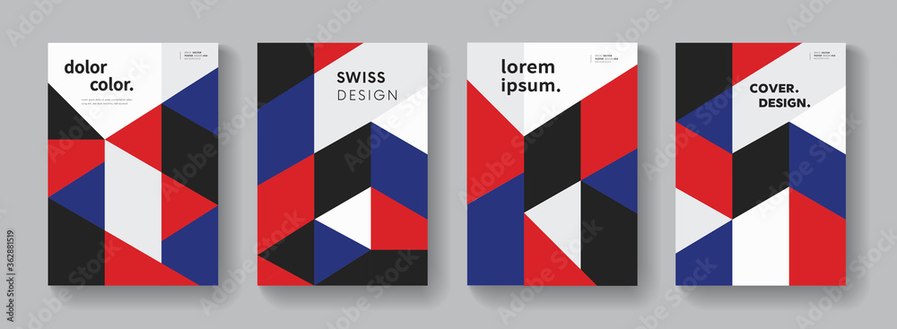 Poster flat geometric covers vector design. colorful modern composition. minimal pattern.