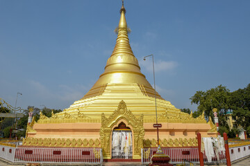 Naklejka premium Myanmar golden temple at the monastic zone of Lumbini on Nepal