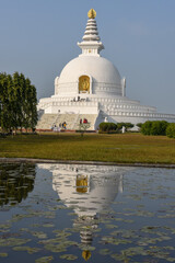 World Peace Pagoda at the monastic zone of Lumbini in Nepal