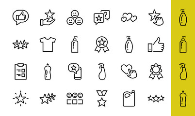 Simple Set Feedback, reviews thin line icons. Evaluation, review, STAR, LIKE and much more, Editable stroke. Vector illustration