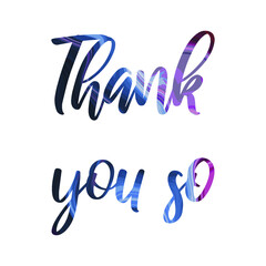 Thank you so. Colorful isolated vector saying