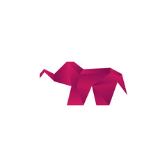 origami elephant colorful vector design template illustration