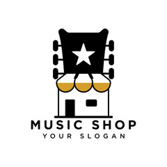 creative music shop logo design idea