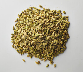 Top view shot of cardamom on white background.