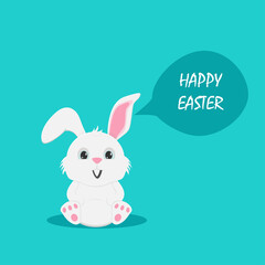 Happy Easter Bunny Vector illustration. Cute Rabbit cartoon character. 