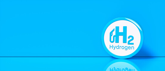 Blue Hydrogen filling H2 Gas Pump station icon isolated on background - H2 energy concept