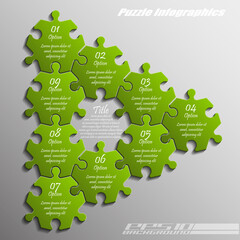Nine sided 3d puzzle presentation infographic template with explanatory text field for business statistics
