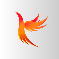 bird of paradise, phoniex with gradient red and orange color vector