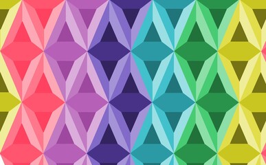abstract multicolored triangle arranged in rows. Attractive 3d colorful stylish geometric illustration background.
