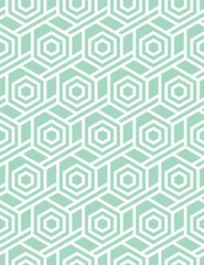 Pastel light blue green mint white geometric linear seamless vector pattern 