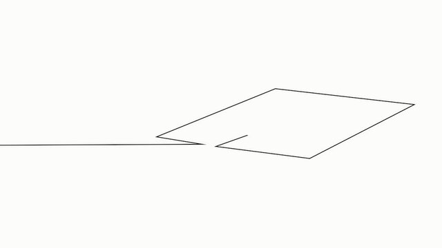 Single continuous line art graduation cap. Online education course master class learning one sketch outline drawing animation video