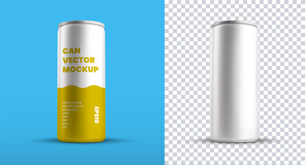 Mockup of a vector medium aluminum bottle with a yellow design for a refreshing drink.
