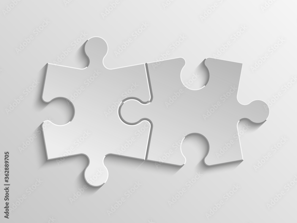 Fototapete Two sided 3d puzzle presentation infographic template with explanatory text field for business statistics