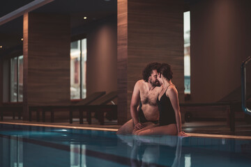 Couple relaxing in spa center