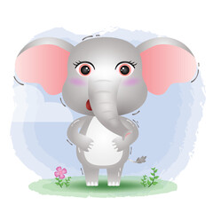 cute little elephant in the children's style. cute cartoon elephant vector illustration