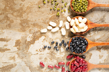 Obraz na płótnie Canvas Image top view of mixed beans