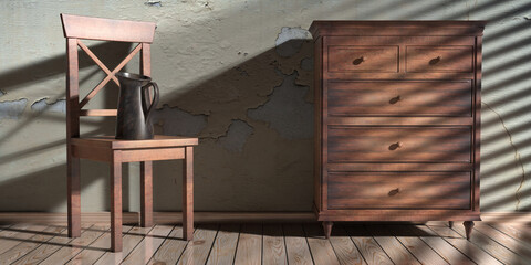 House living room interior furniture background. 3d illustration