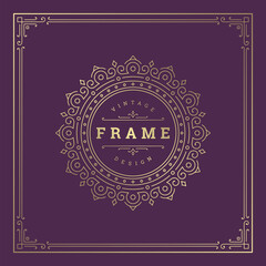 Vintage flourishes ornament swirls lines frame template vector illustration victorian ornate border for greeting cards