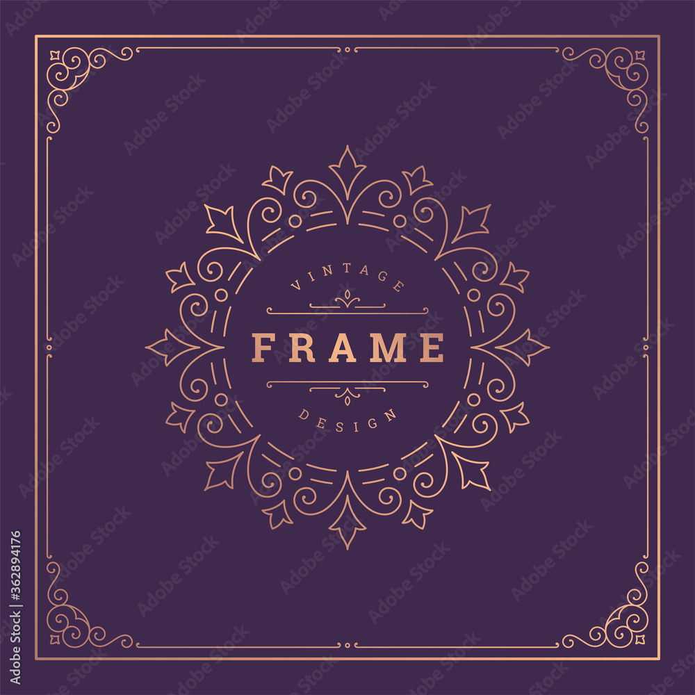 Poster vintage flourishes ornament swirls lines frame template vector illustration victorian ornate border  - Posters