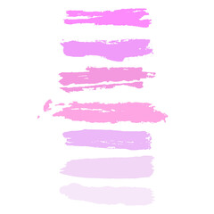 Obraz premium Watercolor paint brush strokes set of pink, neon purple ink splatters. Grunge paintbrush texture, abstract blobs and splashes, vector light color smear, daub. Pastel palette