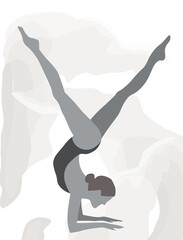 Woman making ballet movements. Nuances of gray color