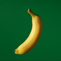 Fruit pop art yellow banana green color background art side lighting 