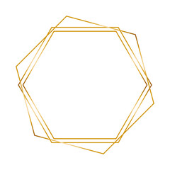 Light crystal effect for wedding invitation card. Golden frame in vintage style on white background. Line art  elegant rhombus border for decorative design. Isolated vector illustration.