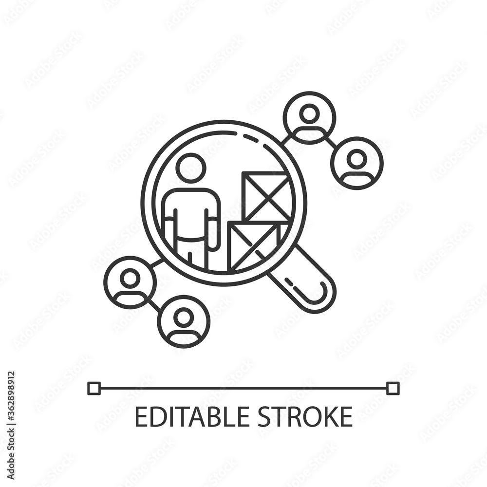 Canvas Prints Vendor selection pixel perfect linear icon. Production distribution network, logistics thin line customizable illustration. Contour symbol. Vector isolated outline drawing. Editable stroke