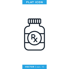 Medicine Bottle Icon Vector Design Template. Prescription Drug Bottle