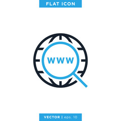 Magnifying Glass and Globe Icon Vector Design Template