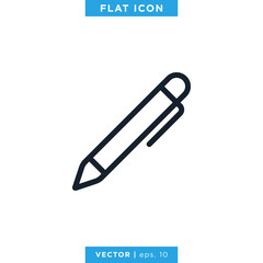 Pen, Pencil Icon Vector Logo Design Template