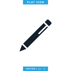 Pen, Pencil Icon Vector Logo Design Template